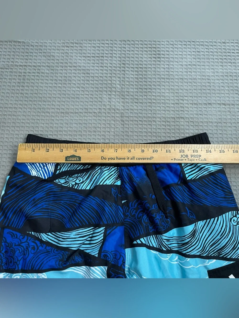 New Adidas Swim Trunks XL Boys Youth Blue Black Wave Pattern With Liner